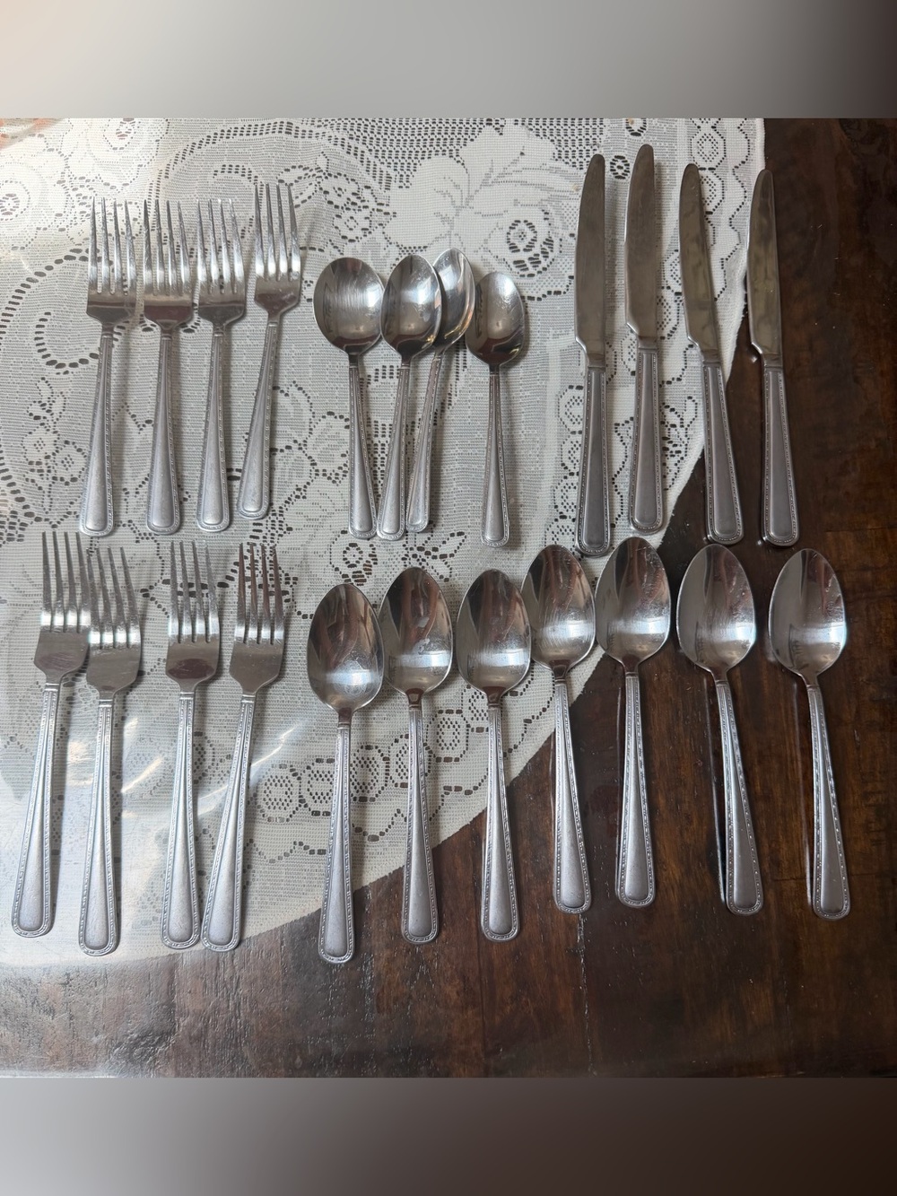 Pfaltzgraff  Fork and Spoon Flatware Set stainless steel - Silver 23 pcs